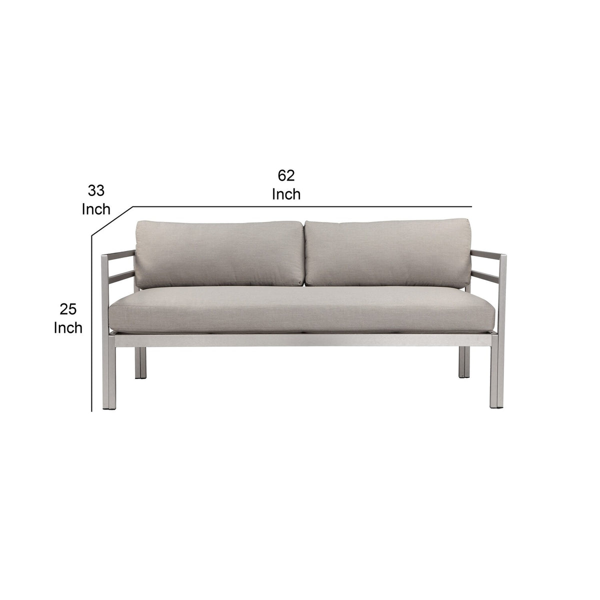 Gray Aluminum Frame Outdoor Sofa with Fabric Cushions T416126