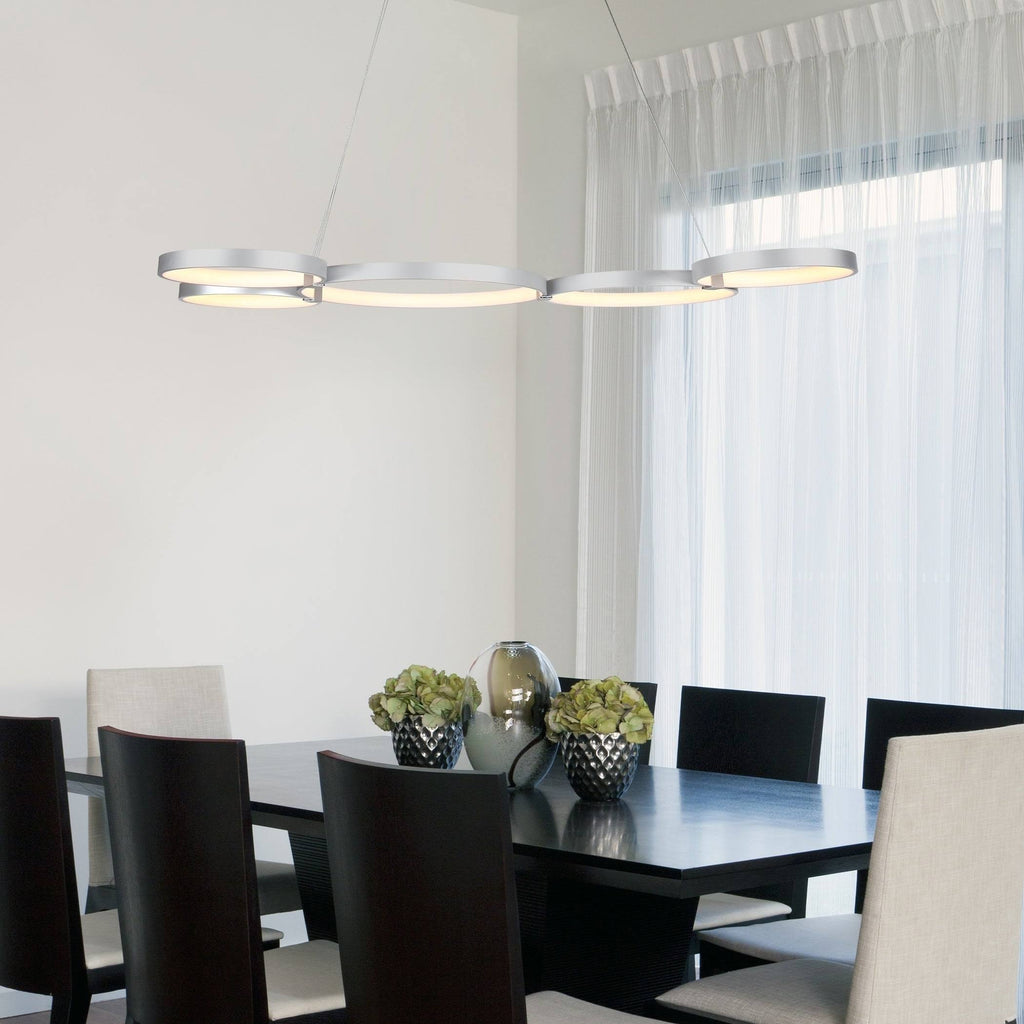 Silver 55x22 LED Adjustable Multi-Ring Chandelier V64012