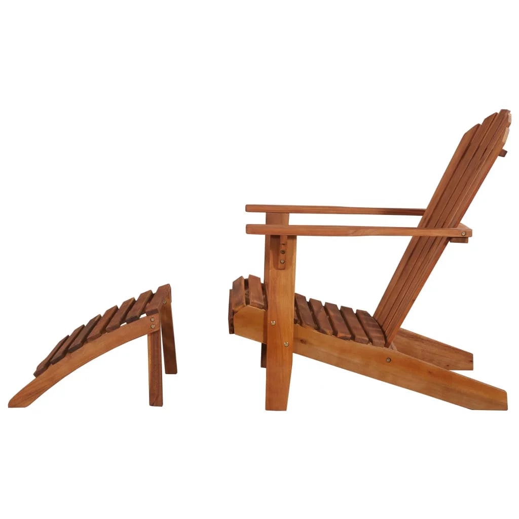 Brown Acacia Wood Adirondack Chair with Footrest D754