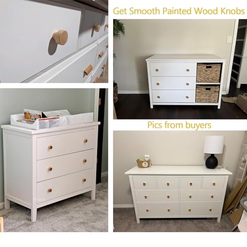 16PCS Unfinished Wood Dresser Knobs, Mushroom Wooden Cabinet Knobs, Round Wood Drawer Knobs Pulls Handle (Diameter: 1.3", Height: 1") E35199