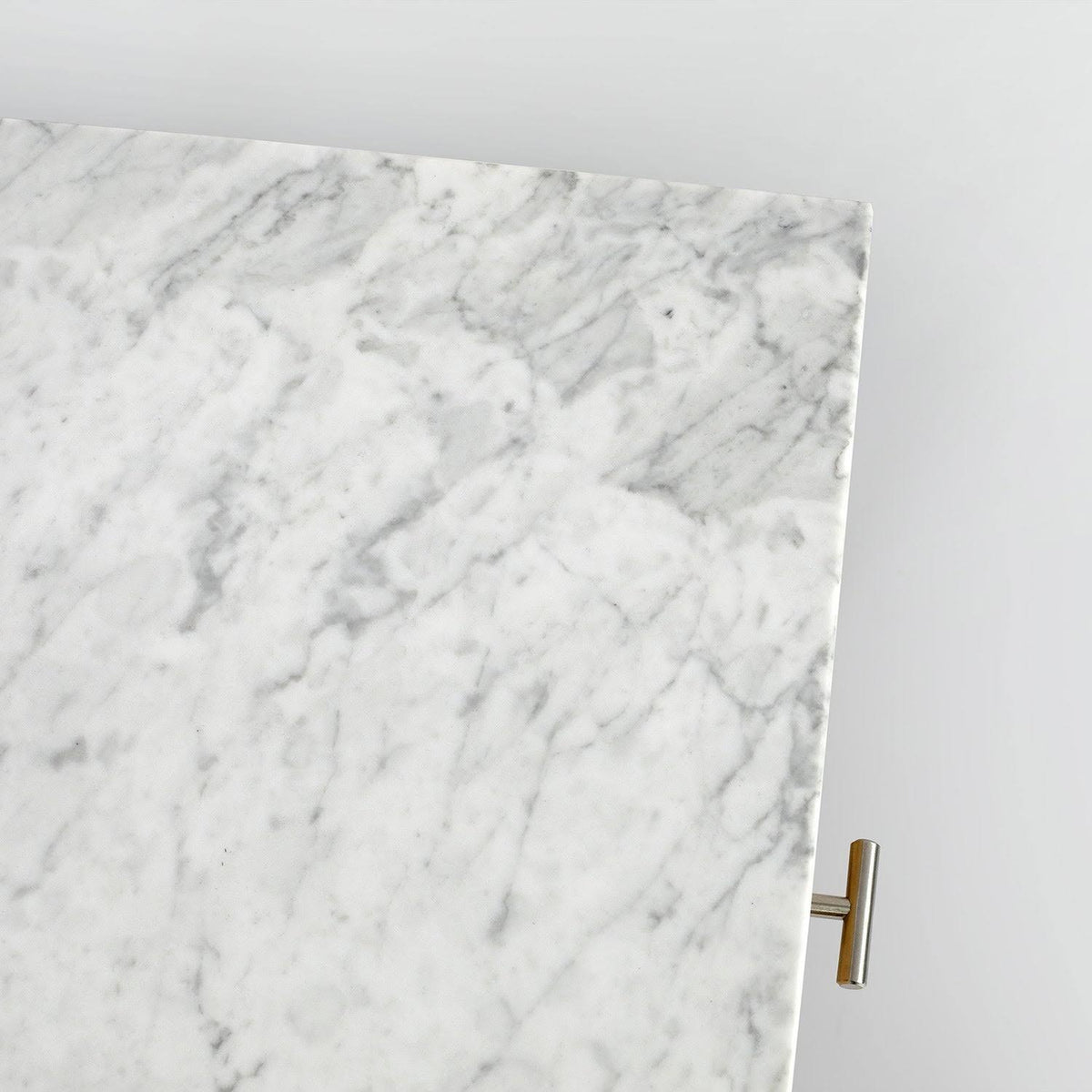 Square Italian Carrara White Marble Side Table with Legs - Tan K2163