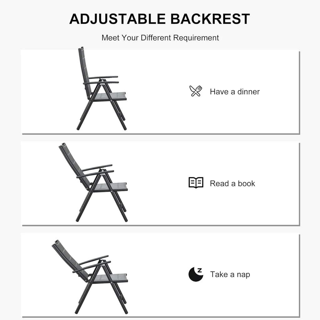 9 Pieces Outdoor Patio Dining Set with 8 Folding Chairs and Aluminum Table, Grey B265613