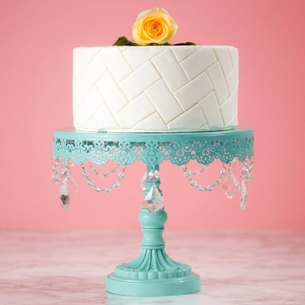 10 inch Teal Round Metal Cake Stand Z8957