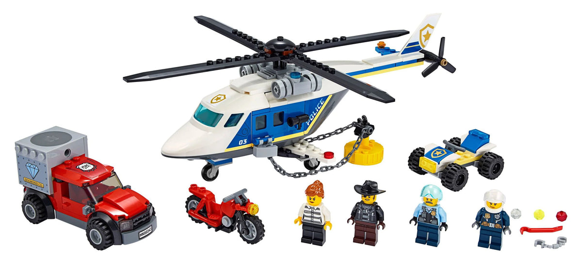 Building Toy Set with Helicopter, ATV, Motorbike and Truck D234514