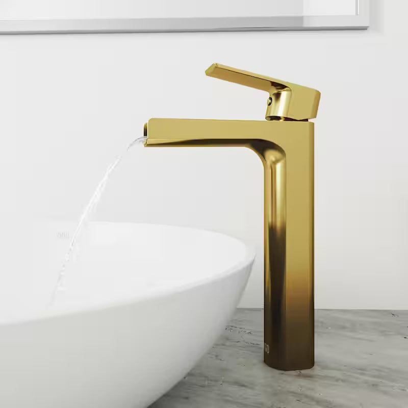 Single Handle Single-Hole Bathroom Vessel Faucet Matte Brushed Gold O227