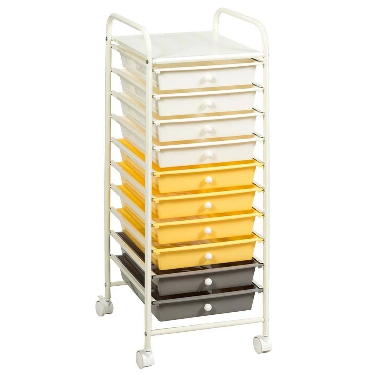 10 Drawer Yellow Rolling Storage Cart Organizer H429