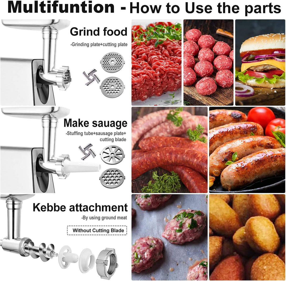 350W Electric Meat Grinder with 4 Sizes Plates S6562