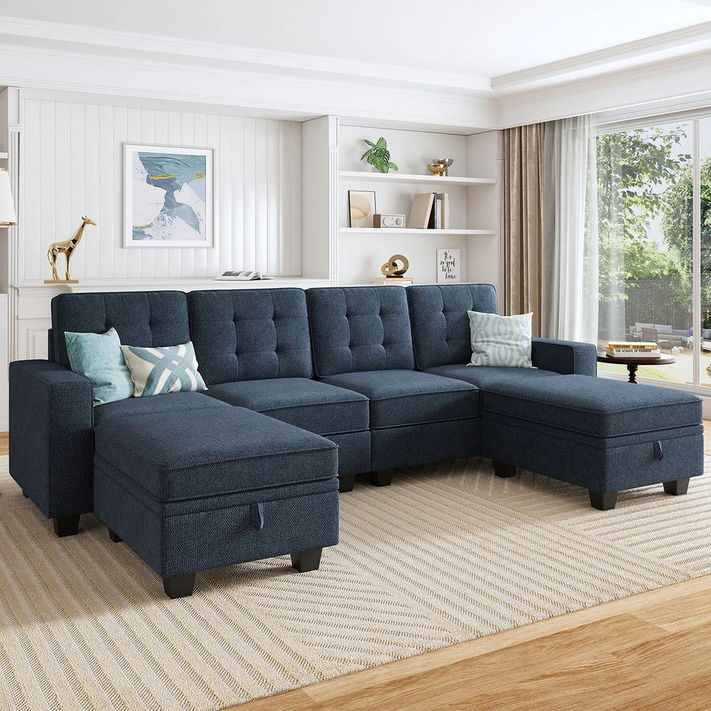Light Grey U-Shaped Sofa with Storage N286545
