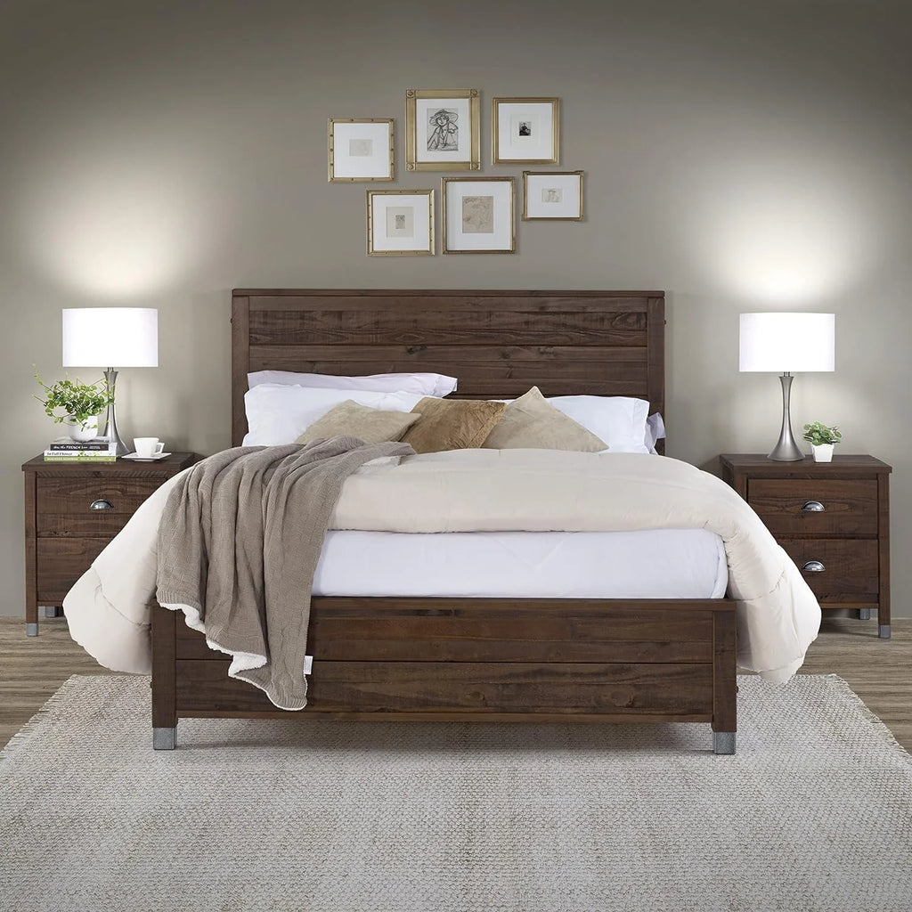 Solid Wood King Platform Bed in Walnut J84162