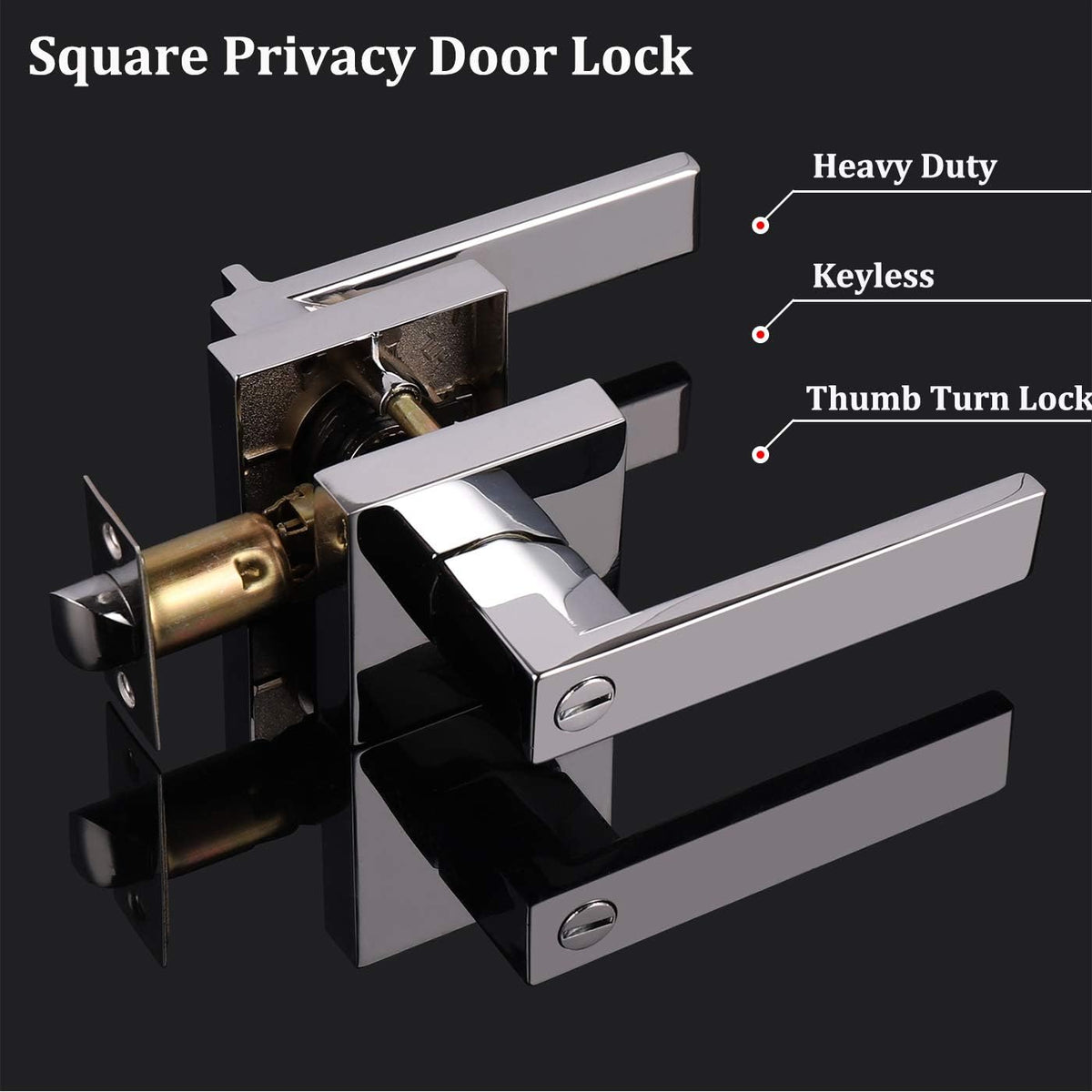 Polished Chrome Square Privacy Levers 5 Pack A1703