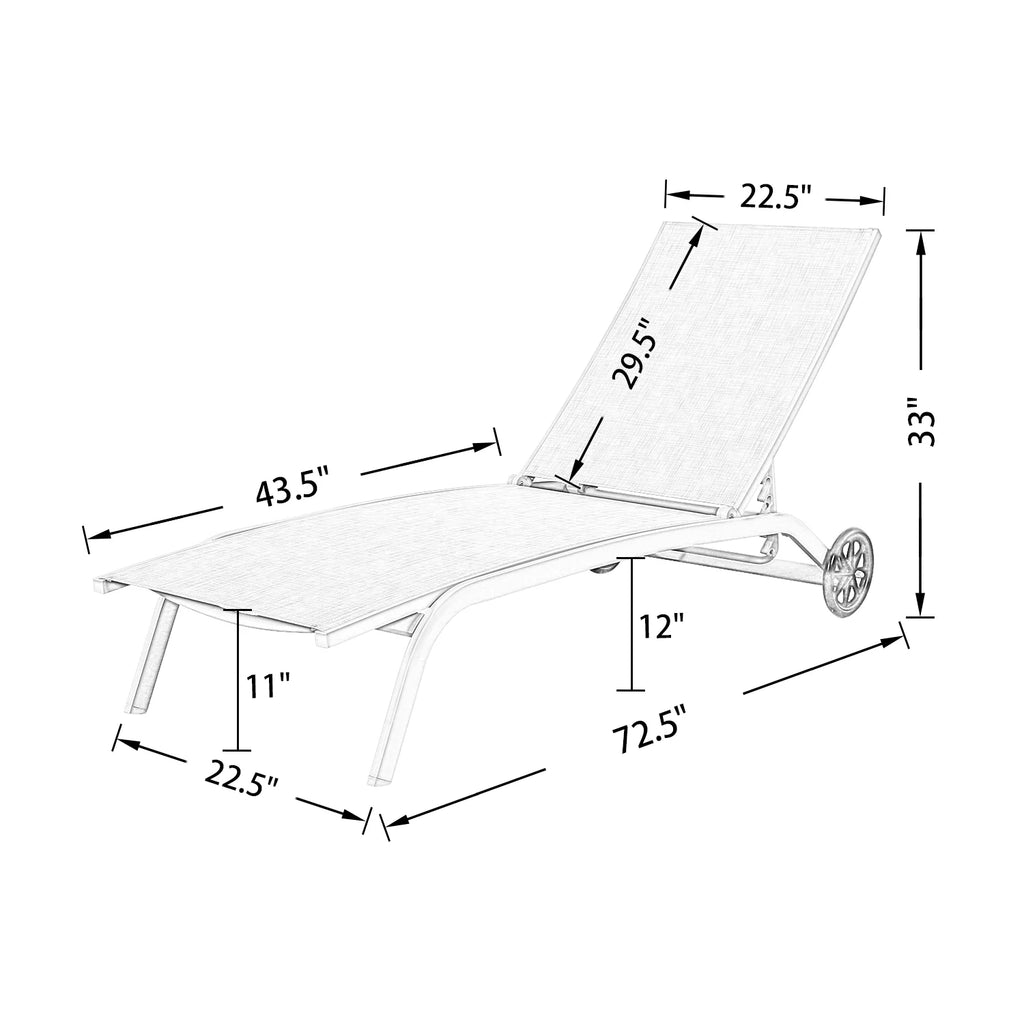2-Pieces Aluminum Textilene Sling Chaise Lounge Chairs B4667