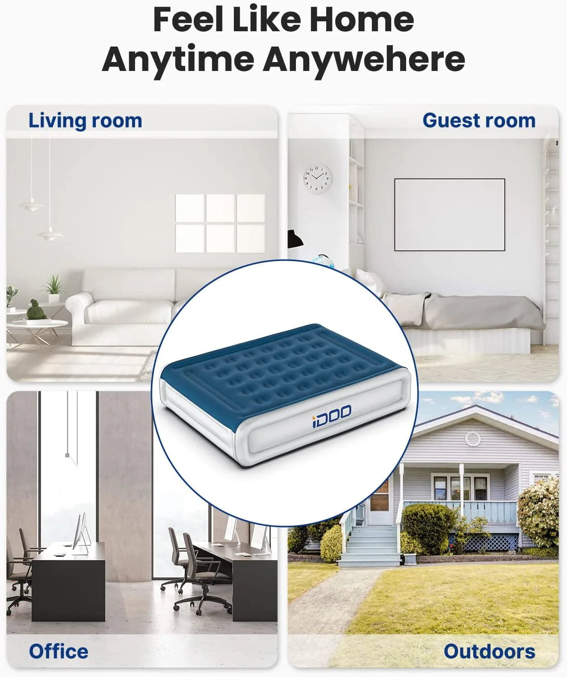 Queen Size Inflatable Air Mattress with Built-In Pump E158