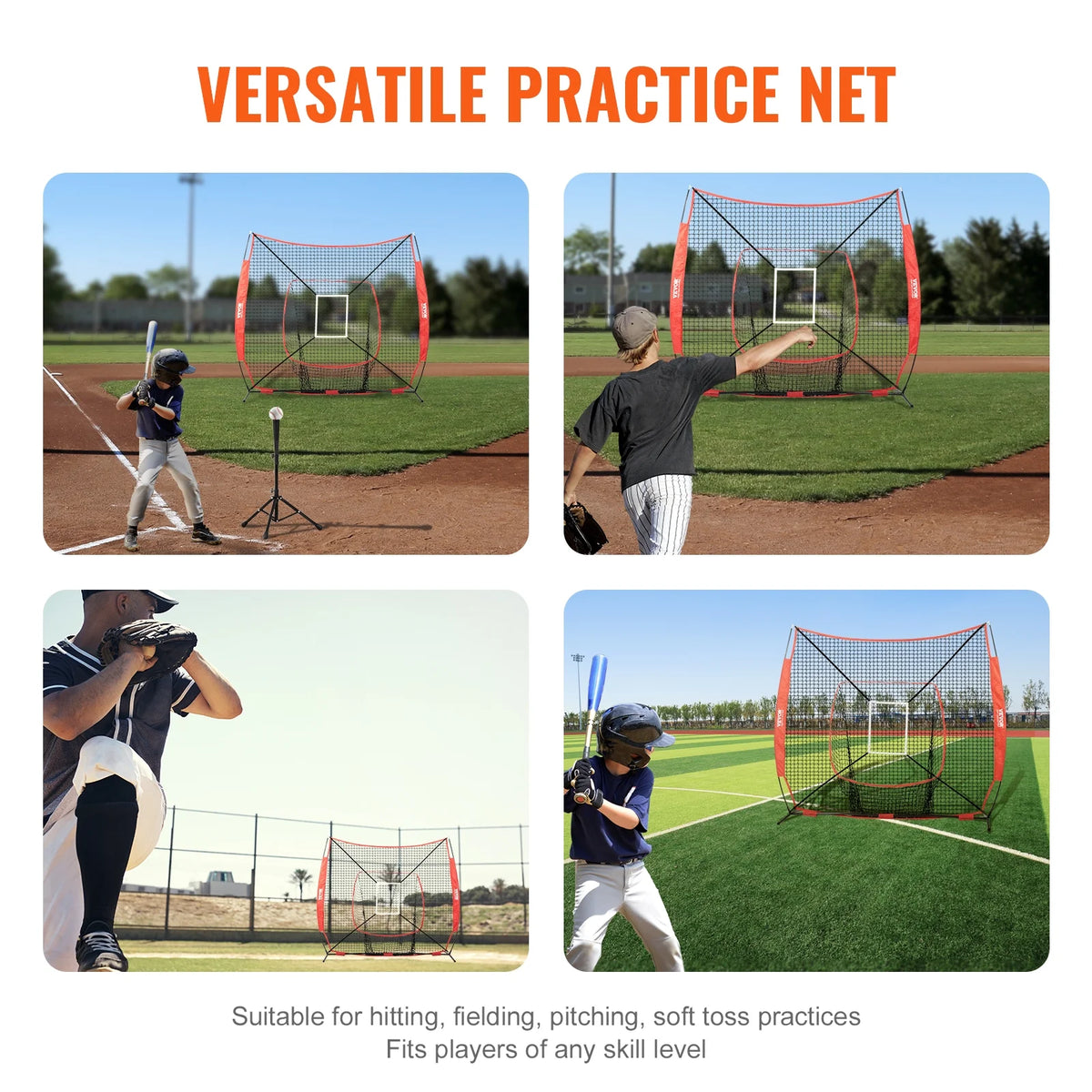 7x7 ft Baseball Softball Practice Net Hitting Batting Training Strike Zone A435