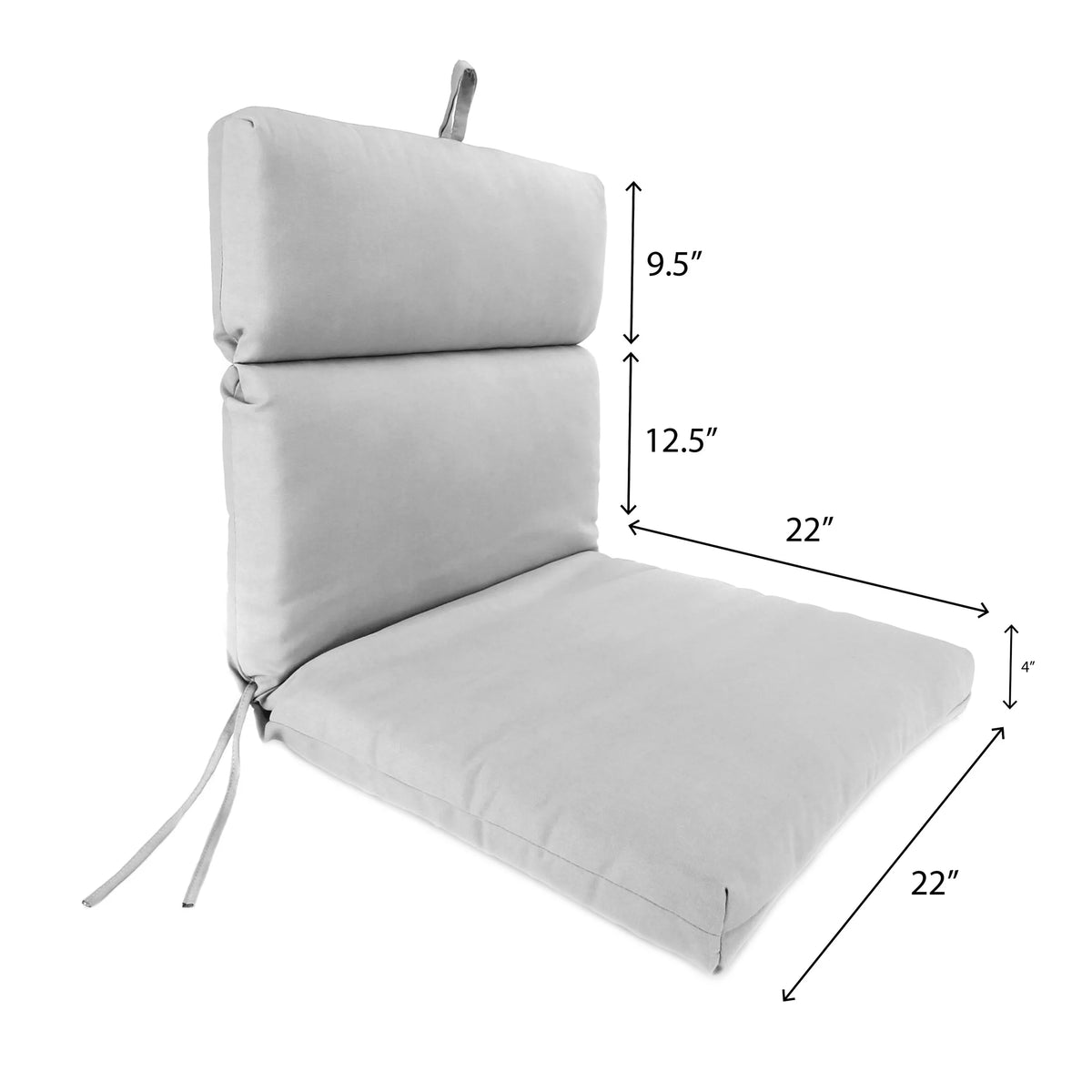 Cedar Grey Stripe Rectangular Outdoor Chair Cushion with Ties T21537