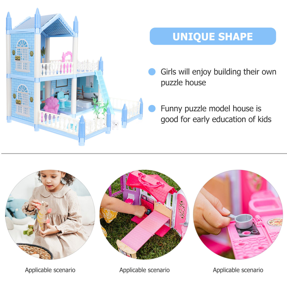 Castle Toy Doll House Plaything Mini Dollhouses Villa Frame Kit Child R941