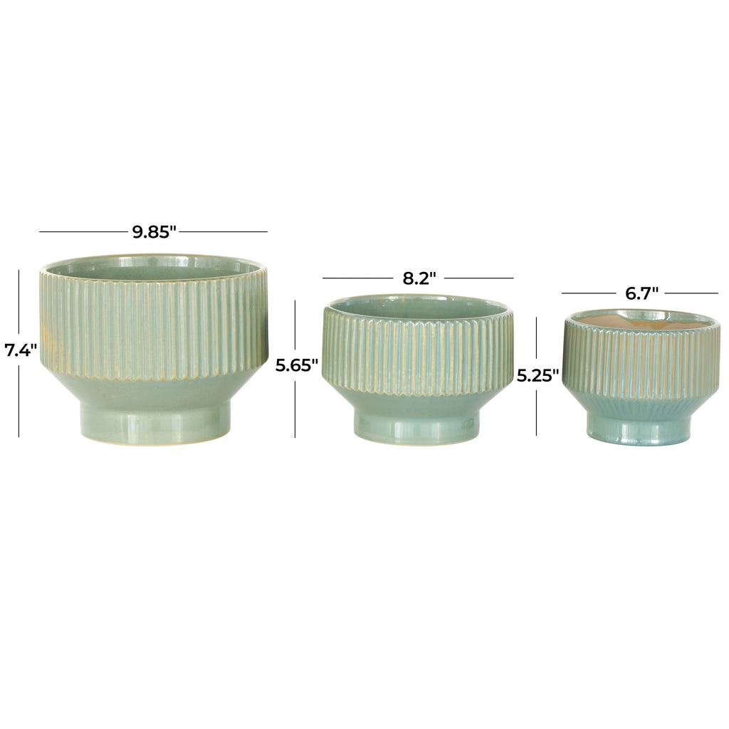 Green Ceramic Planter, 3 Count G347712