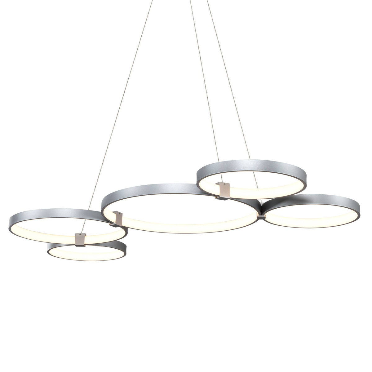 Silver 55x22 LED Adjustable Multi-Ring Chandelier V64012