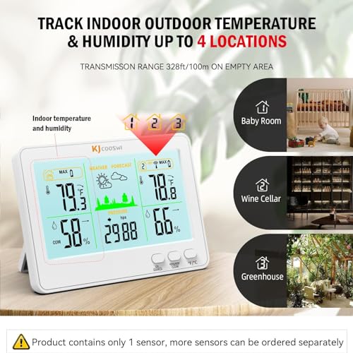 Black Wireless Thermometer Hygrometer Weather Station A36266