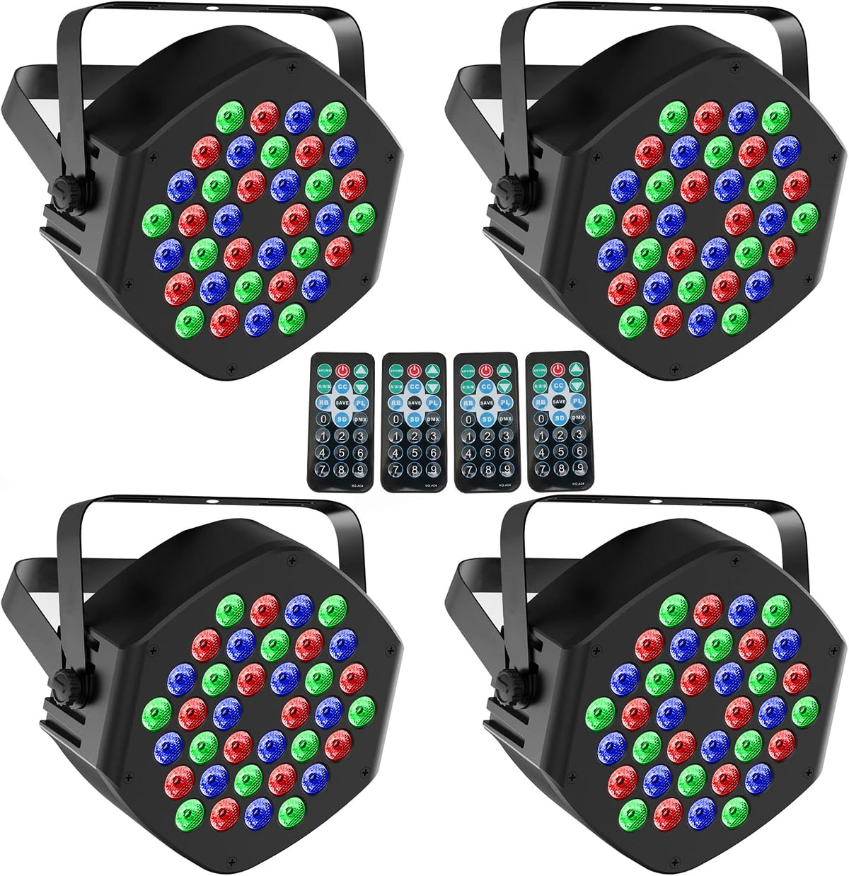 36 LED RGB Par Cans Lights 4 Pack B27453