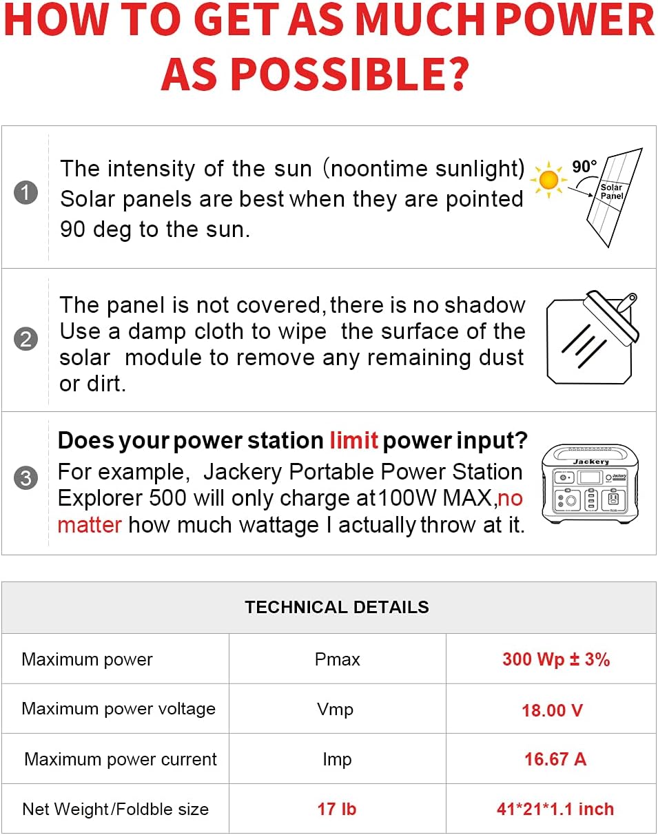 300W 18V Portable Folding Solar Panel Kit with 2 USB Outputs H92384
