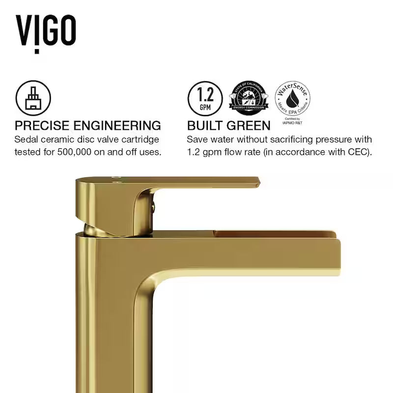 Single Handle Single-Hole Bathroom Vessel Faucet Matte Brushed Gold O227
