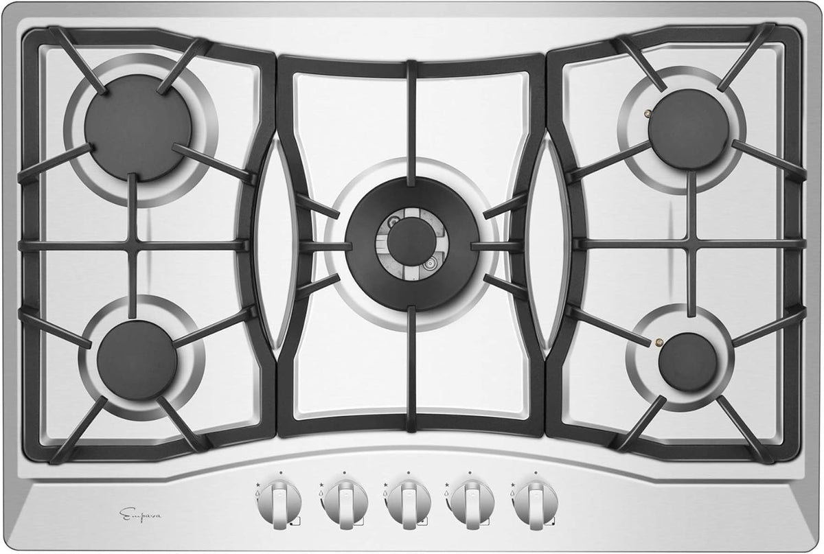 30 in. Stainless Steel Gas Cooktop with 5 Sealed Burners B15699
