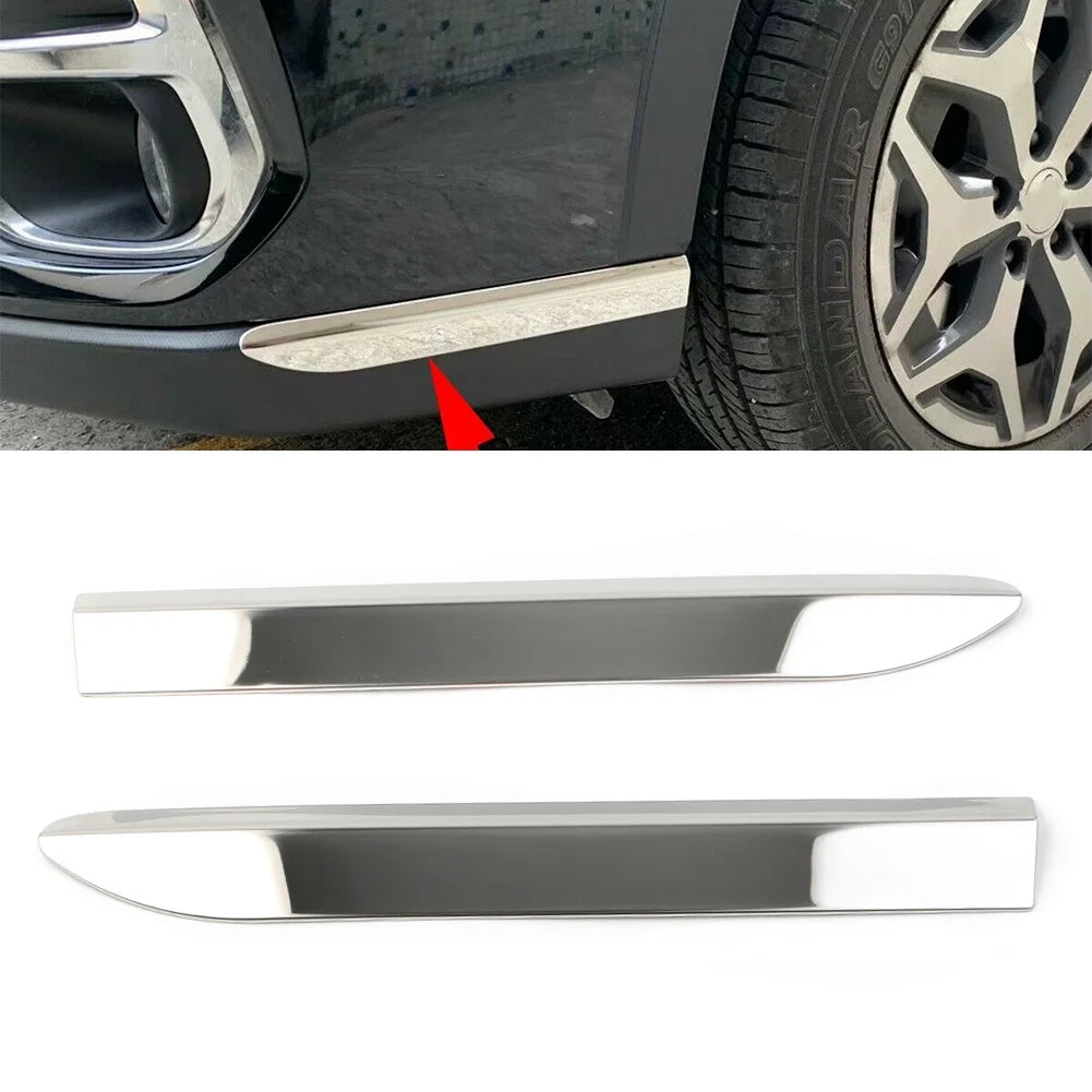 2Pcs Chrome Car Front Bumper Corner Protector Molding Cover Trim Q209528