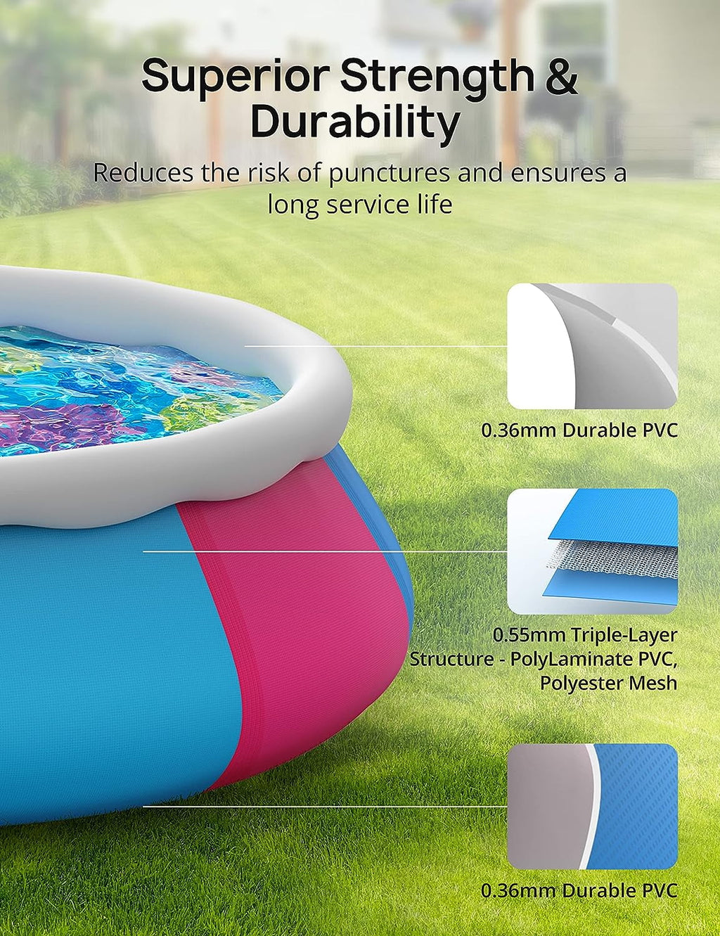 10ft × 30in Easy Set Inflatable Swimming Pool with Pool Cover V17580