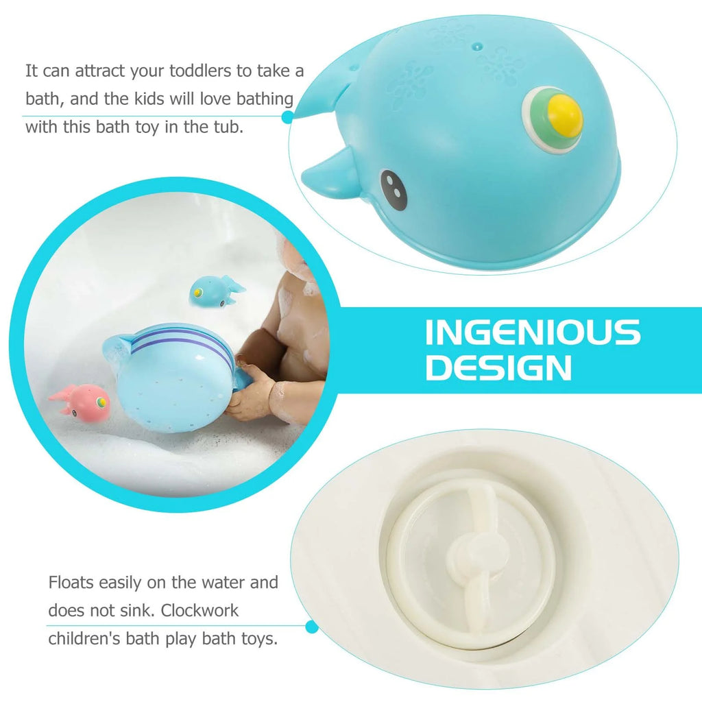 2 Pcs Whale Toy Baby Tub Wind up Bathtub Clockwork Childrens U7244