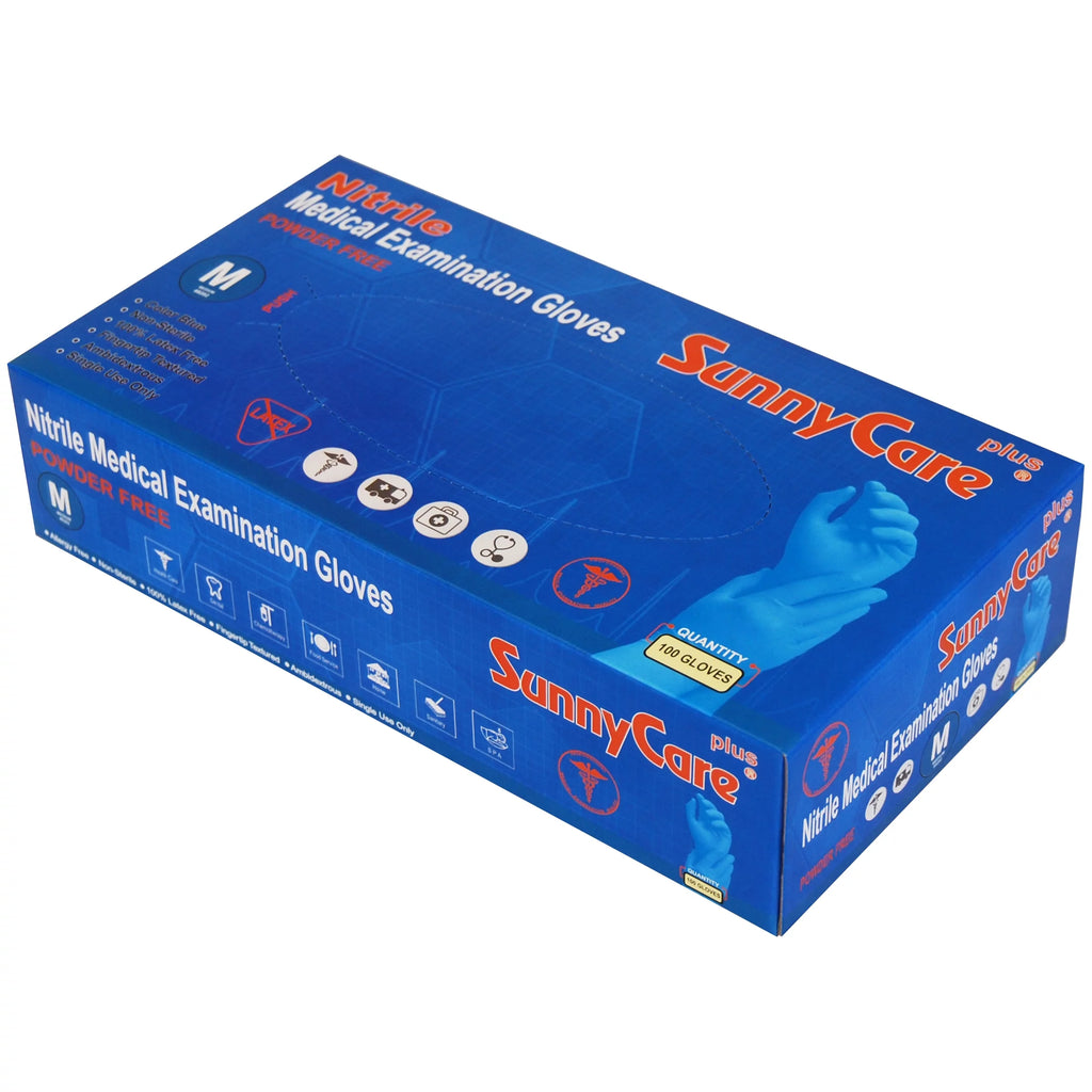 Blue Nitrile Medical Exam Gloves Powder Free Medium O24153