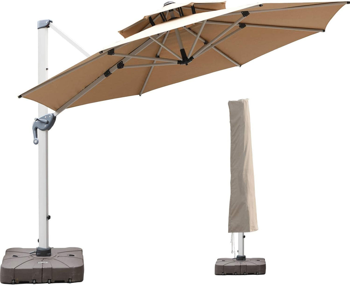 10 FT Offset Cantilever Patio Umbrella with Waterproof Cover, Blue C804