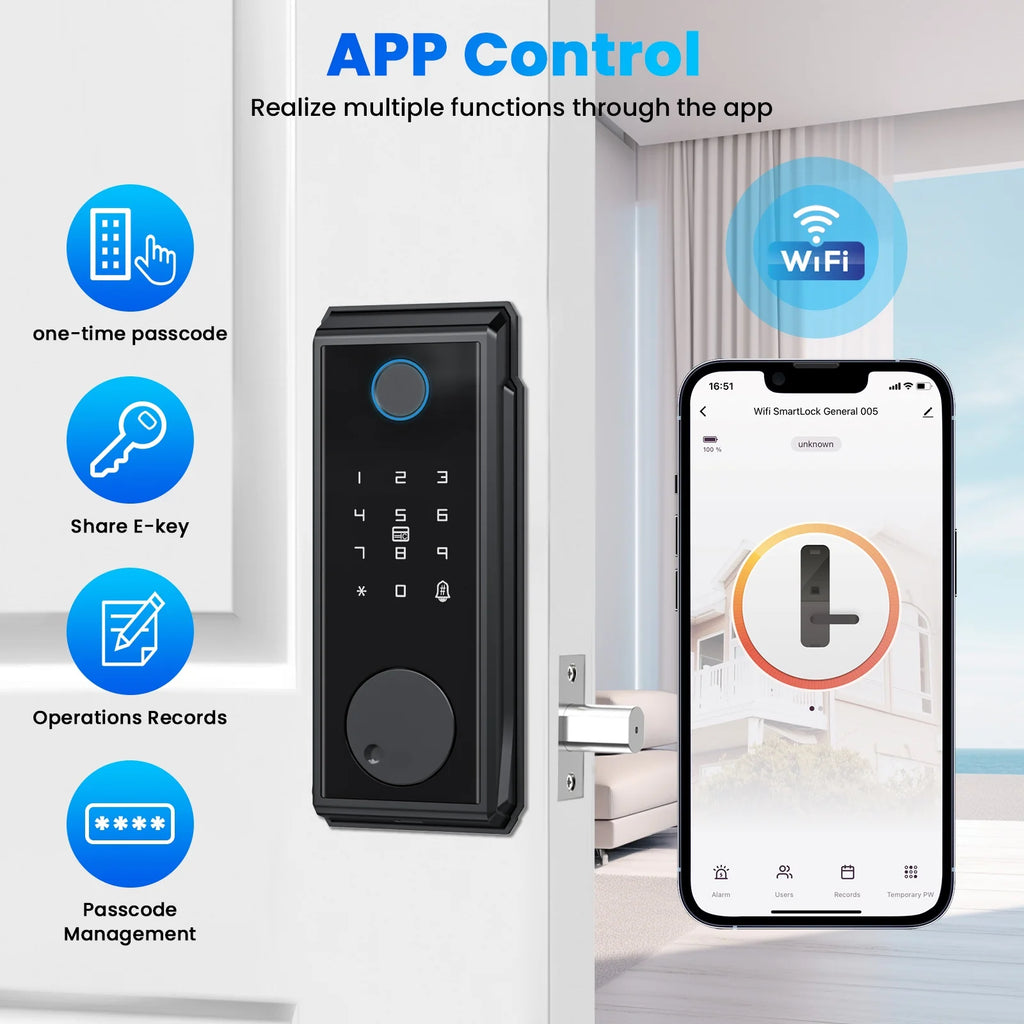 Smart Lock with Touchscreen Keypad, IP65 Weatherproof, Black Q972840