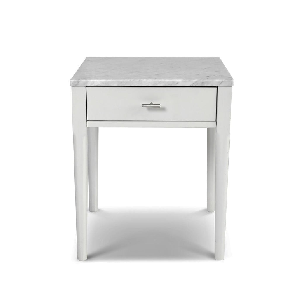 Square Italian Carrara White Marble Side Table with Legs - Tan K2163