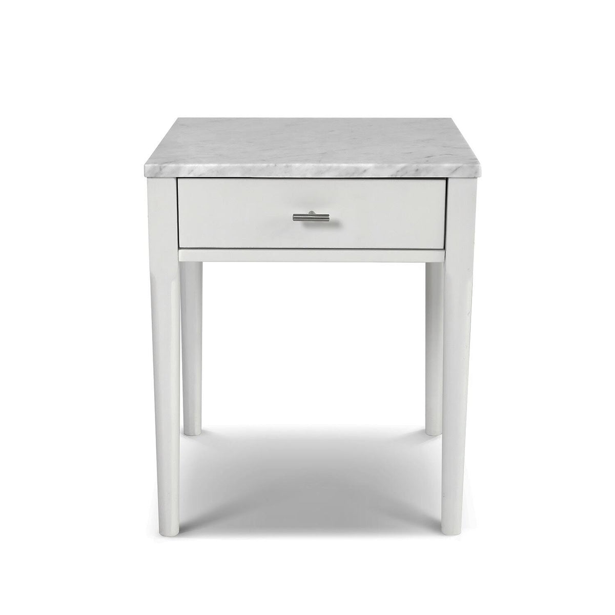 Square Italian Carrara White Marble Side Table with Legs - Tan K2163