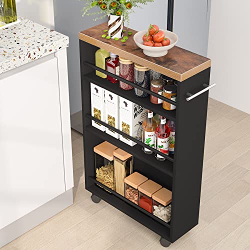 Slim 4-Tier Rolling Storage Cart with Handle A71256