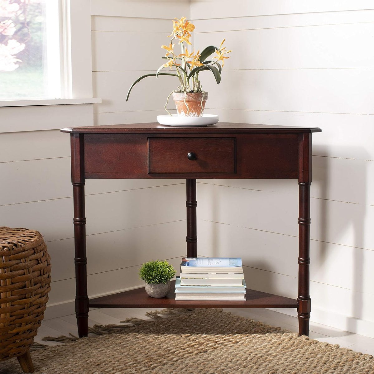 Distressed Black Corner Table L9982
