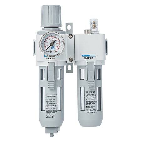 Compressed Air Filter Regulator Lubricator Combo Unit with Gauge 3/8 inch NPT Thread I5575