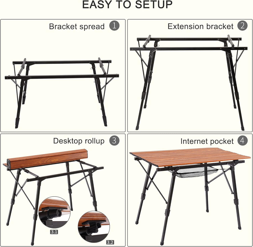 Folding Camping Table Aluminum with Mesh Layer L2594