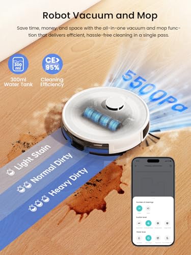 LiDAR Robot Vacuum and Mop, 450ml Dustbin, 150 Mins Runtime H4089