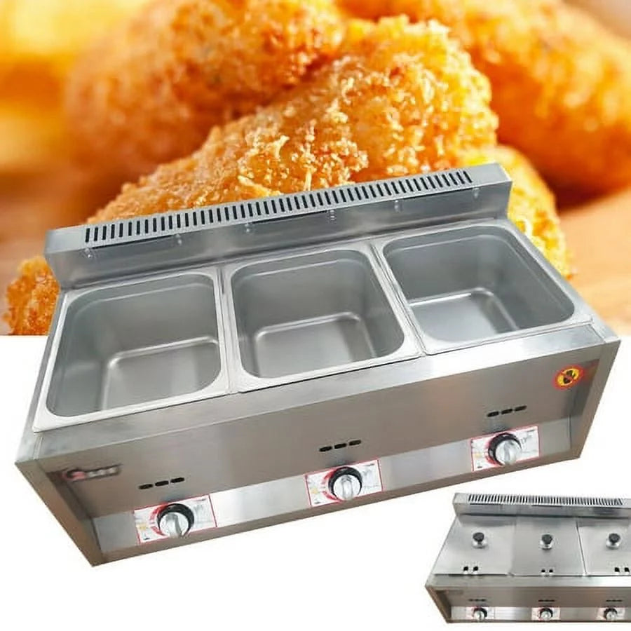 Commercial Propane Deep Fryer Countertop 18L Gas Fryer 3 Pan E32197