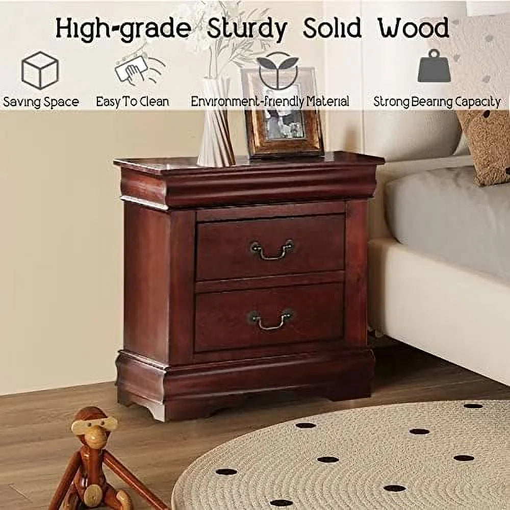 Small Wooden Nightstand with 2 Drawers B4829