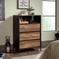 Black 3 Drawer Dresser with Open Shelf W59661