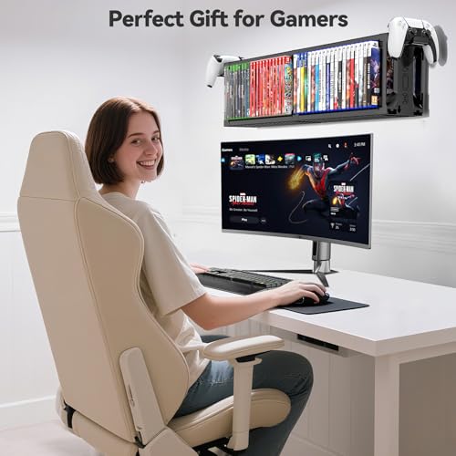 Video Game Disc Rack Tower Storage Holder Stand with Controller Holder C94852