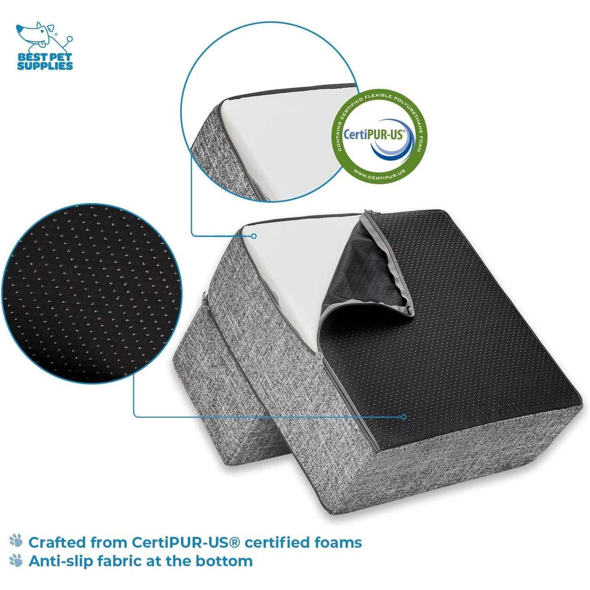 Foldable Pet Steps/Stairs with CertiPUR-US Certified Foam F448740