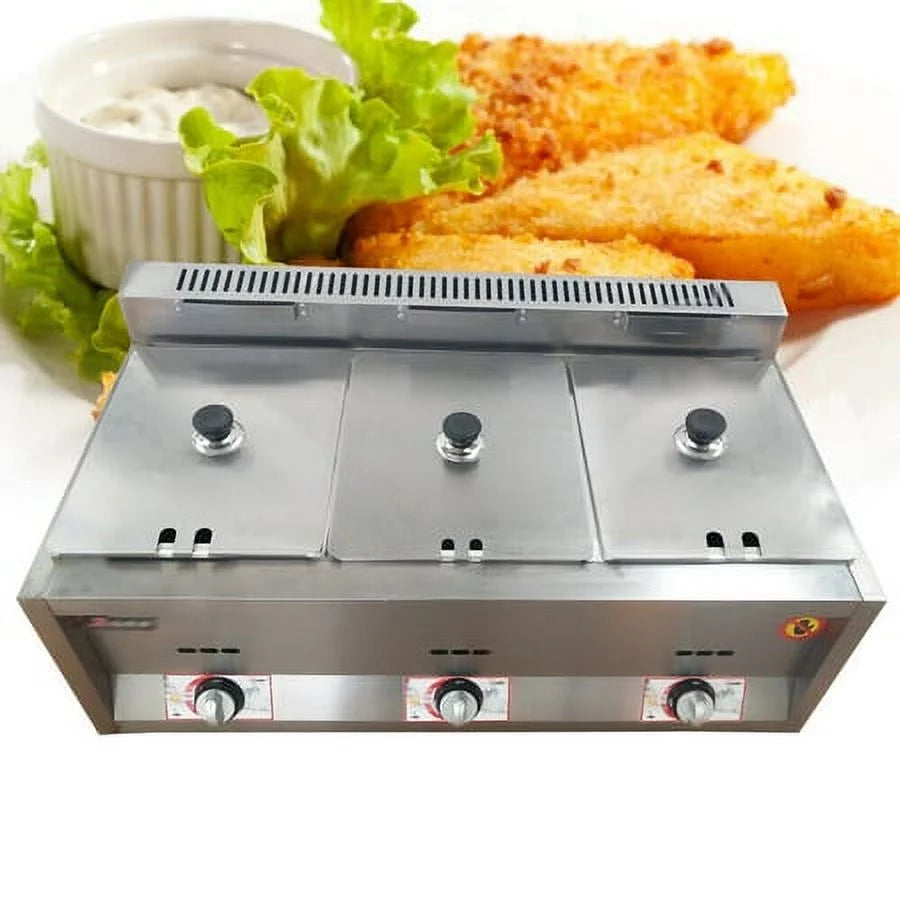 Commercial Propane Deep Fryer Countertop 18L Gas Fryer 3 Pan E32197