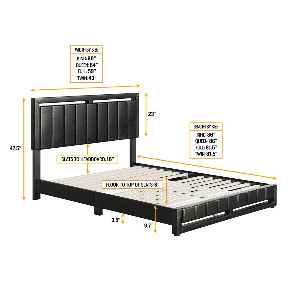 Faux Leather Upholstered Platform Bed G334681