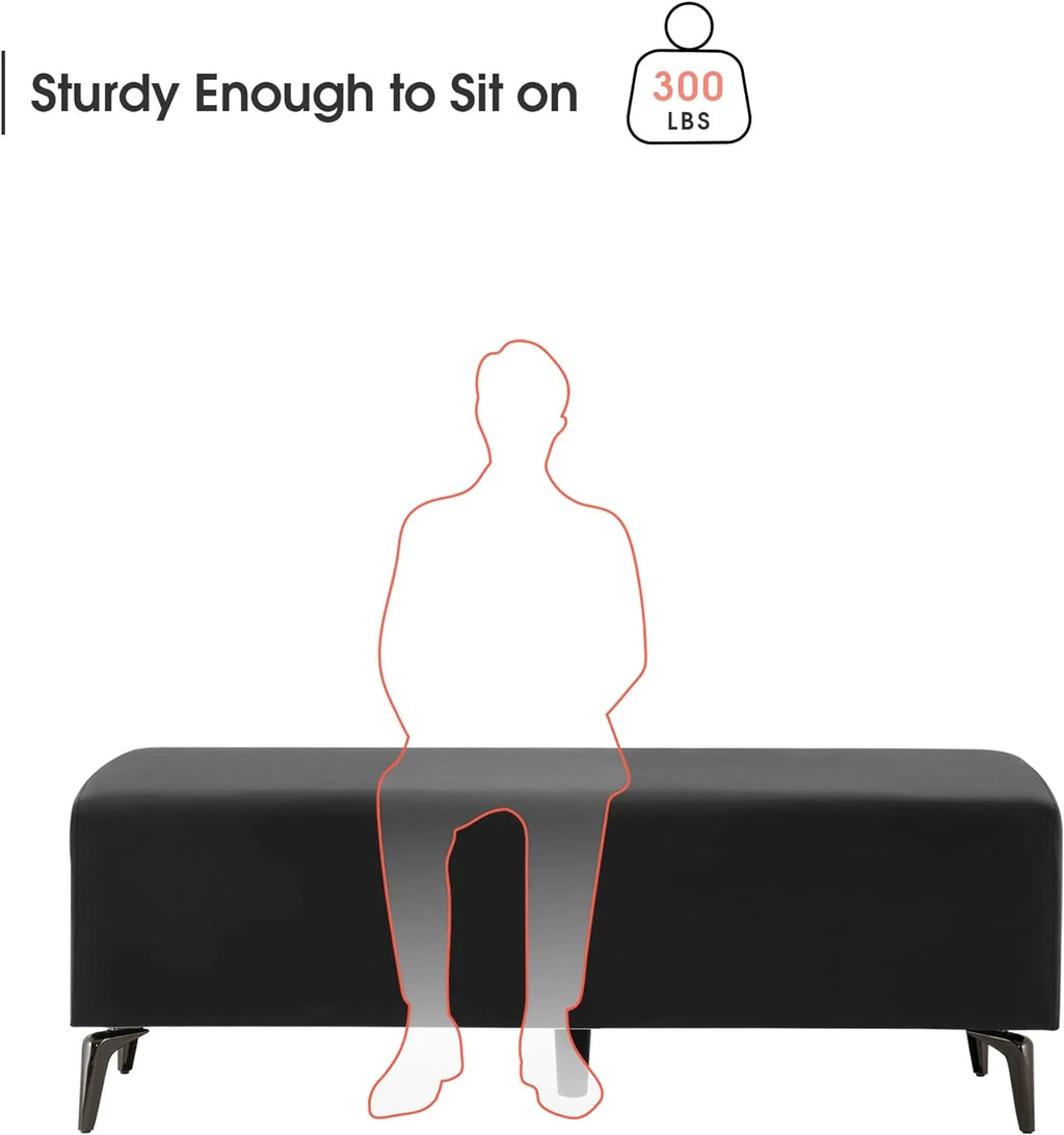 Black Faux Leather Waiting Room Bench U86060