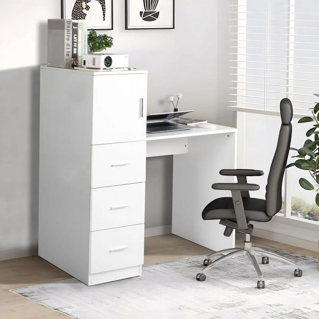 White Office Desk with 3 Storage Drawers E951
