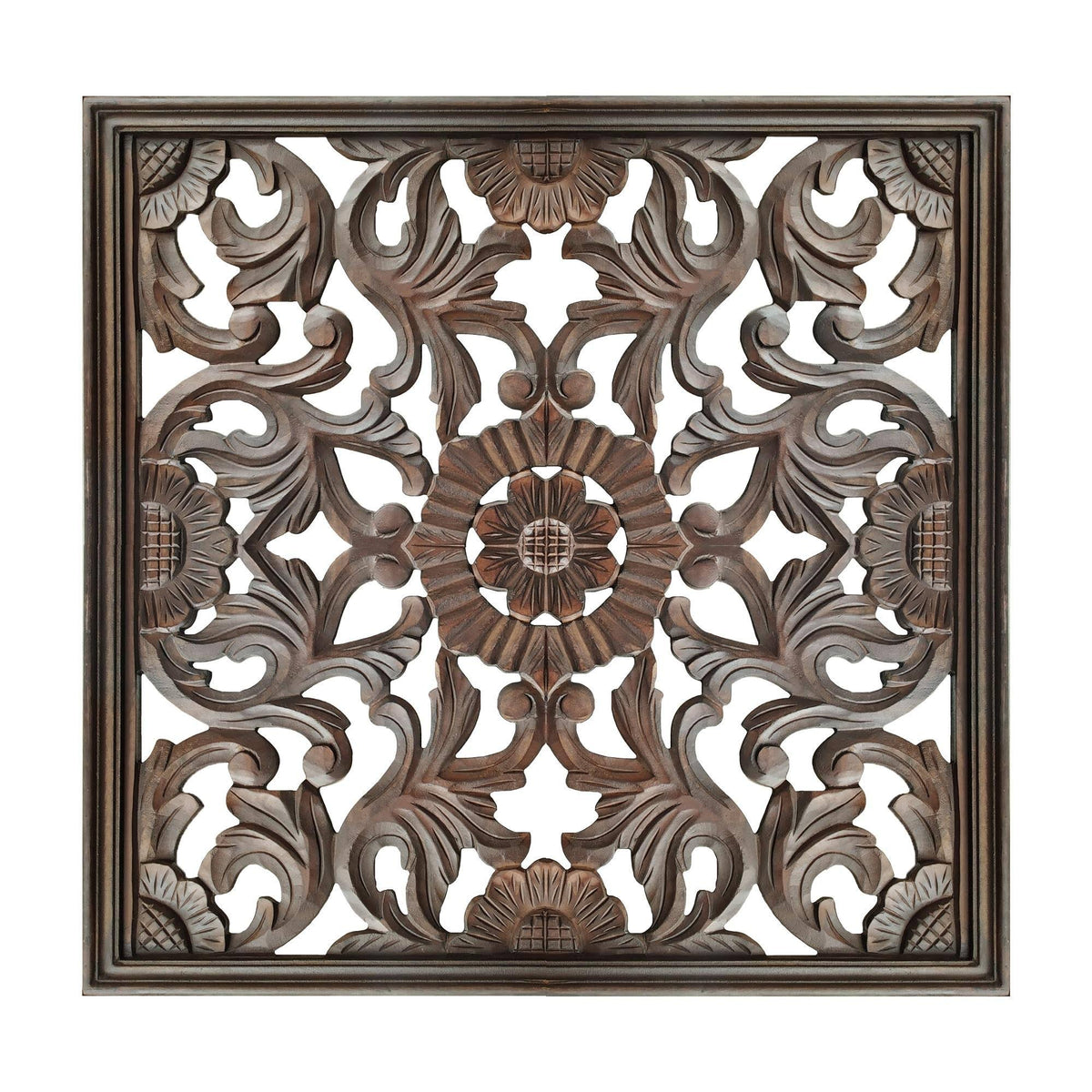 Burnt Brown Square Wooden Wall Panel S5176