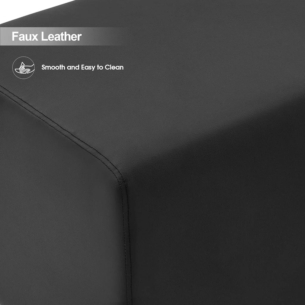 Black Faux Leather Waiting Room Bench U86060